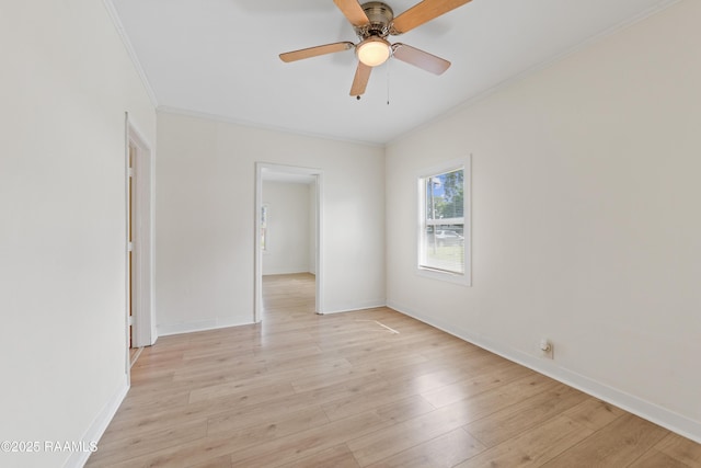 708 Park Ave, Breaux Bridge, LA 70517 - empty room featuring crown molding, light wood-style flooring, and ceiling fan
