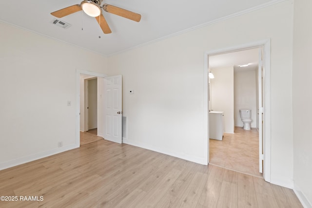708 Park Ave, Breaux Bridge, LA 70517 - spare room with ornamental molding, a ceiling fan, and light wood finished floors