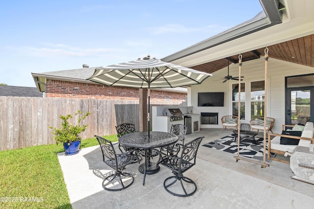 236 Whispering Meadows Rd, Broussard, LA 70518 - view of patio with an outdoor kitchen, outdoor dining space, and ceiling fan