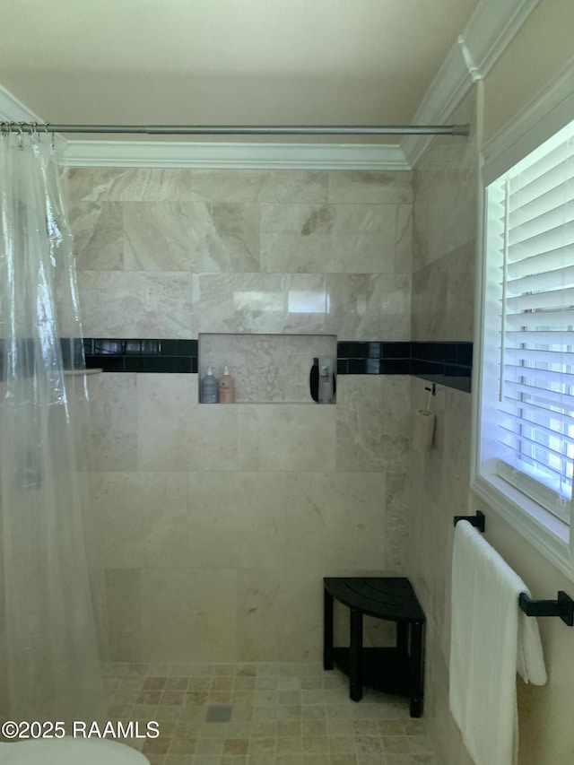 1921 E Willow St, Lafayette, LA 70501 - full bathroom featuring tiled shower and ornamental molding