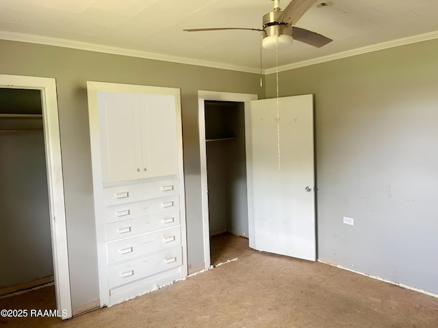 205 Joseph St, Baldwin, LA 70514 - unfurnished bedroom featuring ornamental molding, light carpet, and a ceiling fan