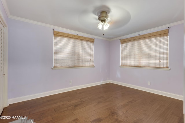 301 Broadmoor Blvd, Lafayette, LA 70503 - unfurnished room featuring a ceiling fan, wood finished floors, and ornamental molding