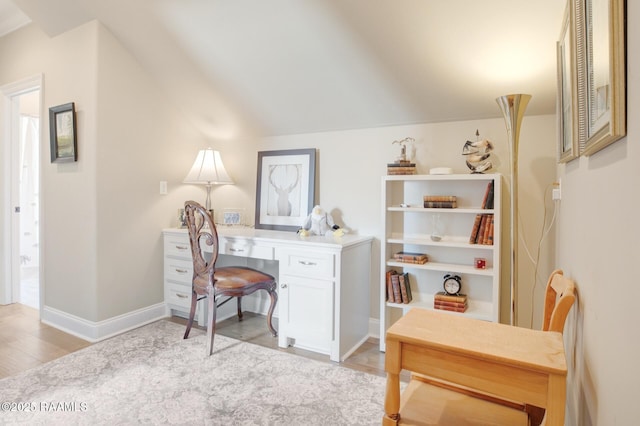 121 Snapping Ln, Broussard, LA 70518 - home office featuring light wood-type flooring and vaulted ceiling