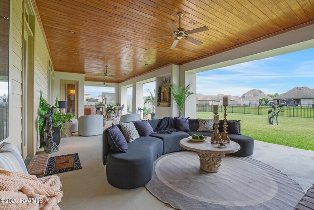 121 Snapping Ln, Broussard, LA 70518 - view of patio / terrace with ceiling fan, an outdoor living space, and a residential view