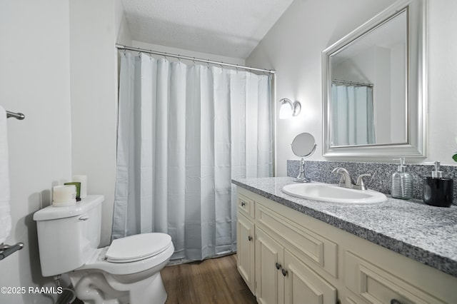 301 Estainville Ave, Lafayette, LA 70508 - bathroom featuring vanity, wood finished floors, and a textured ceiling