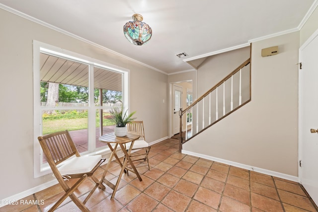 110 Shipley Dr, Lafayette, LA 70508 - dining area featuring stairway and crown molding