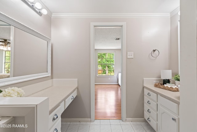 110 Shipley Dr, Lafayette, LA 70508 - bathroom with crown molding, vanity, and tile patterned floors