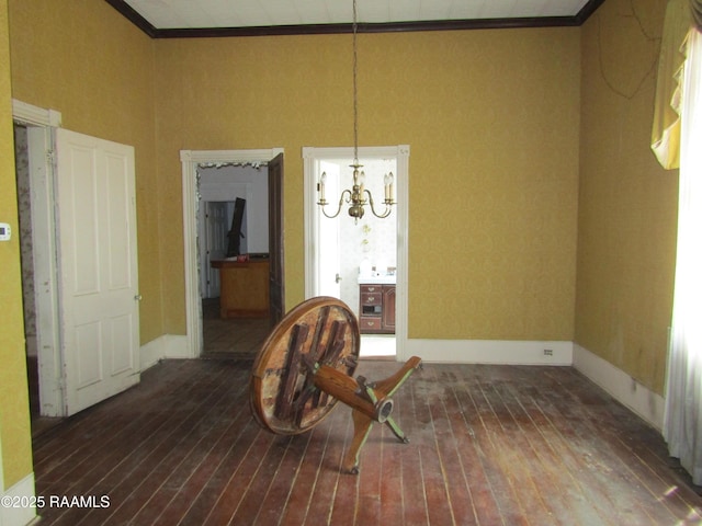 120 W Saint Peter St, New Iberia, LA 70560 - dining space featuring a chandelier, wood-type flooring, and crown molding