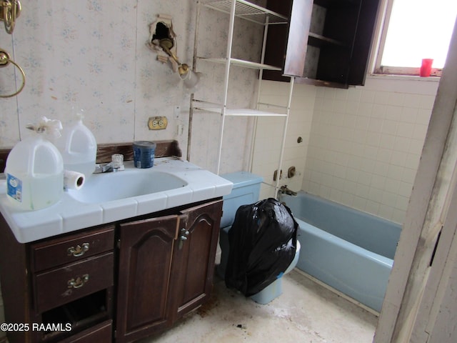 120 W Saint Peter St, New Iberia, LA 70560 - bathroom featuring vanity, a bath, and concrete floors