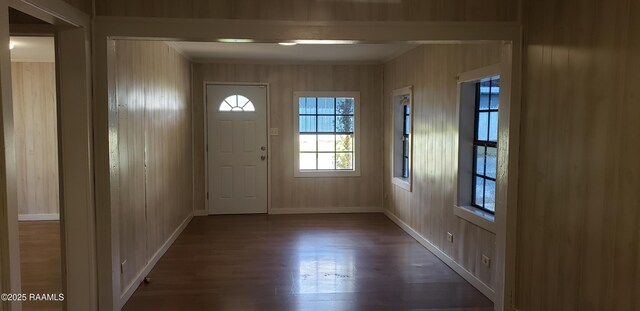 1814 E Lafayette St, Abbeville, LA 70510 - entryway featuring wood finished floors, wood walls, and ornamental molding