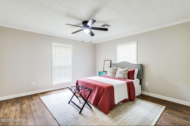 381 Rue Dauphine, Eunice, LA 70535 - bedroom with ornamental molding, wood finished floors, and a ceiling fan