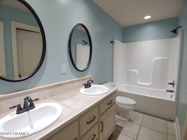 120 Acacia Ln, Abbeville, LA 70510 - full bathroom featuring double vanity, bathing tub / shower combination, and tile patterned floors
