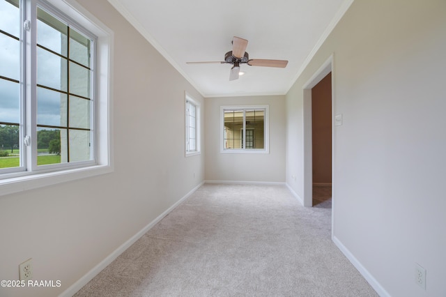 115 Breckenridge Loop, Lafayette, LA 70506 - empty room featuring crown molding, light colored carpet, and ceiling fan