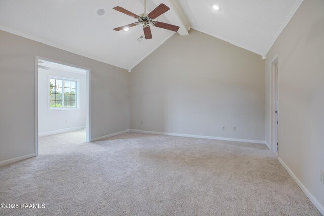 115 Breckenridge Loop, Lafayette, LA 70506 - empty room featuring crown molding, a ceiling fan, light colored carpet, and recessed lighting