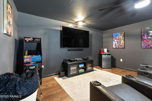 809 Dartez Dr, New Iberia, LA 70563 - living area featuring a ceiling fan and wood finished floors