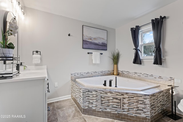 809 Dartez Dr, New Iberia, LA 70563 - full bathroom with vanity, a garden tub, and tile patterned flooring