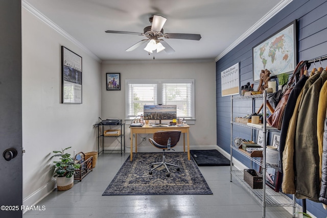234 Ridgewood St, Lafayette, LA 70506 - office featuring ceiling fan and crown molding