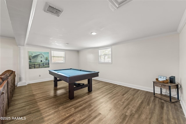 1329-B Grand Anse Hwy, Breaux Bridge, LA 70517 - game room featuring crown molding, billiards, healthy amount of natural light, wood finished floors, and recessed lighting