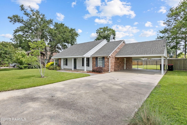 921 Bellevue Plantation Rd, Lafayette, LA 70503 - single story home featuring roof with shingles, driveway, brick siding, and an attached carport