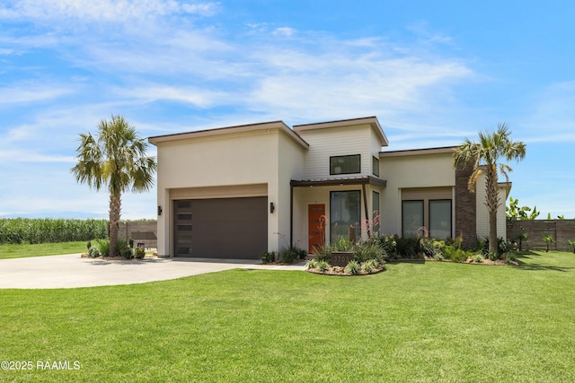 3703 Daspit Rd, New Iberia, LA 70563 - contemporary house featuring stucco siding, driveway, and a garage
