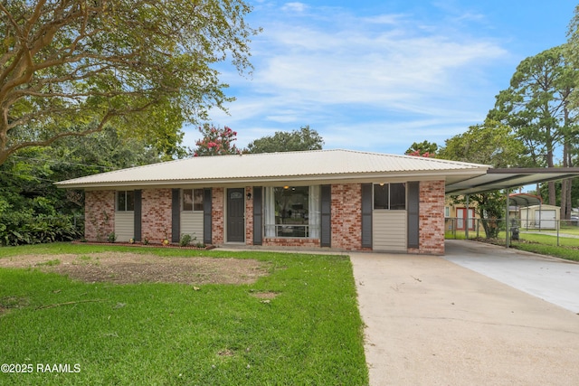 109 Guadalajara St, New Iberia, LA 70563 - ranch-style home featuring driveway, an attached carport, and brick siding
