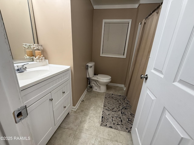 122 Buckner Rd, Eunice, LA 70535 - bathroom with vanity, crown molding, and tile patterned flooring