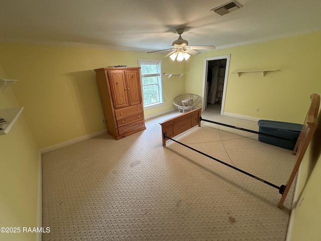 14439 Gladu Rd, Kaplan, LA 70548 - bedroom featuring ornamental molding, a closet, ceiling fan, and a spacious closet