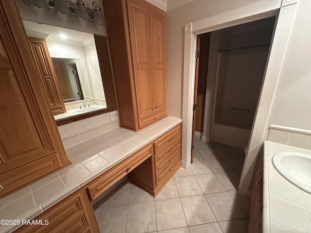14439 Gladu Rd, Kaplan, LA 70548 - full bathroom featuring vanity, ornamental molding, and tile patterned floors