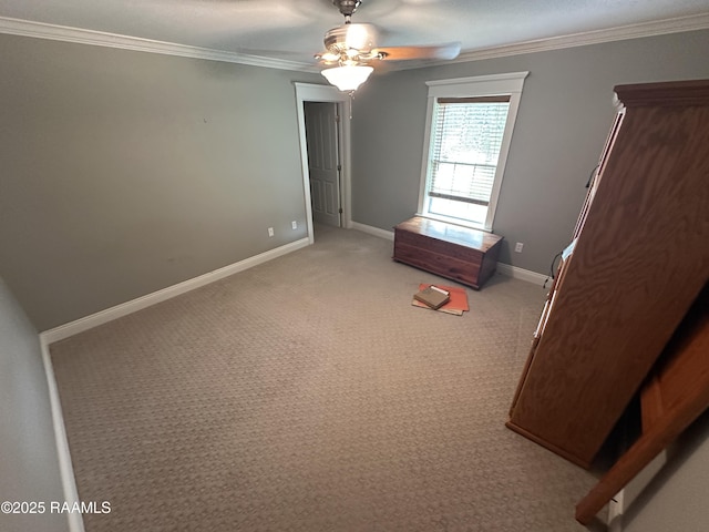 14439 Gladu Rd, Kaplan, LA 70548 - unfurnished bedroom with crown molding, light carpet, and a ceiling fan