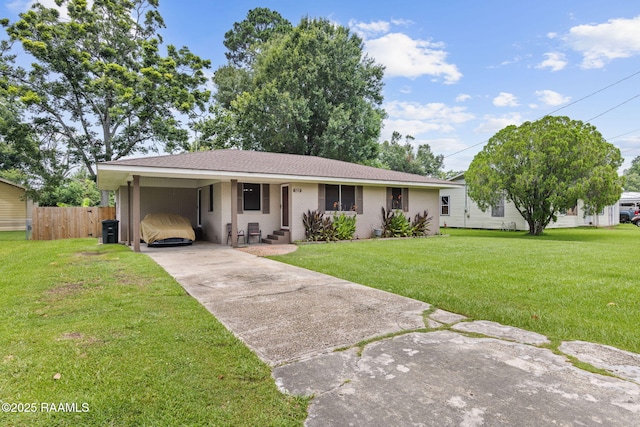 522 Caroline St, New Iberia, LA 70560 - ranch-style house with concrete driveway, brick siding, and an attached carport