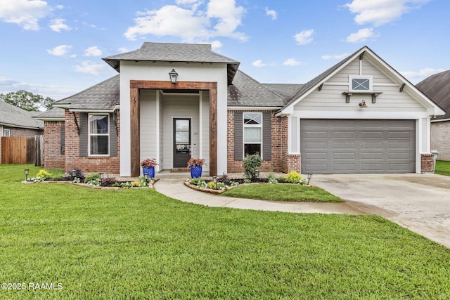 203 Whispering Meadows Rd, Broussard, LA 70518 - view of front facade with brick siding, roof with shingles, concrete driveway, and an attached garage