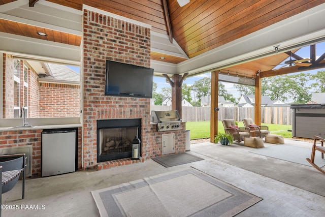 203 Whispering Meadows Rd, Broussard, LA 70518 - view of patio with an outdoor kitchen and ceiling fan