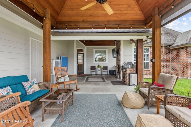 203 Whispering Meadows Rd, Broussard, LA 70518 - view of patio / terrace featuring an outdoor living space, an outdoor kitchen, and ceiling fan