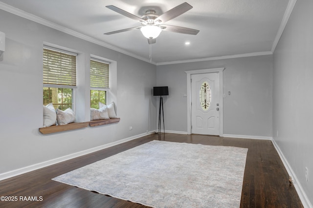 610 Ashton St, New Iberia, LA 70563 - foyer entrance with ceiling fan, wood finished floors, ornamental molding, and recessed lighting