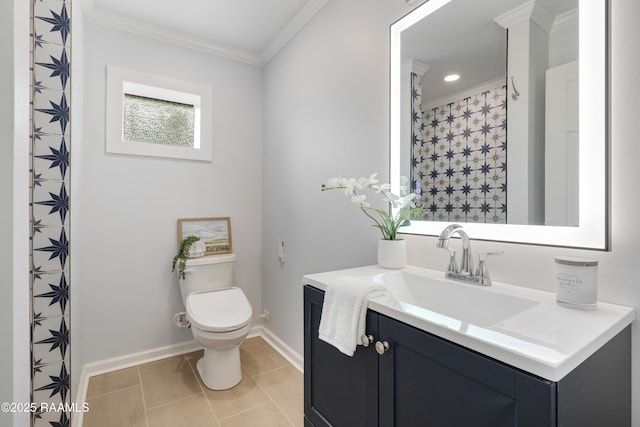 610 Ashton St, New Iberia, LA 70563 - full bath with vanity, crown molding, and tile patterned floors