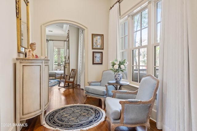 232 Princeton Woods Loop, Lafayette, LA 70508 - sitting room with arched walkways and wood finished floors