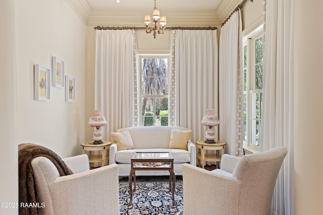 232 Princeton Woods Loop, Lafayette, LA 70508 - living room with a chandelier, healthy amount of natural light, and ornamental molding