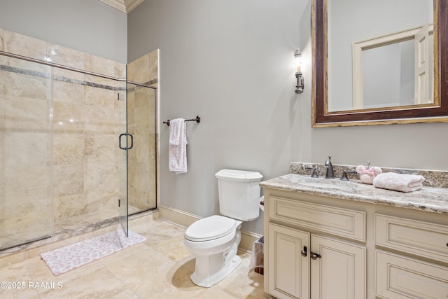 232 Princeton Woods Loop, Lafayette, LA 70508 - bathroom with a stall shower, vanity, and crown molding