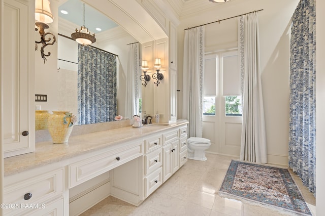 232 Princeton Woods Loop, Lafayette, LA 70508 - full bath featuring vanity, ornamental molding, and a shower with curtain