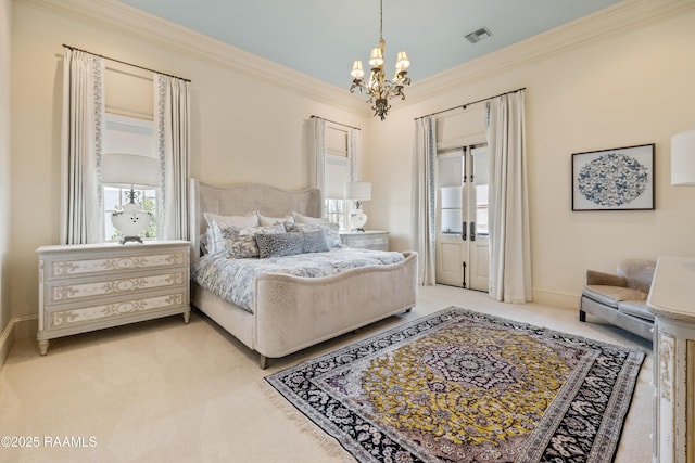 232 Princeton Woods Loop, Lafayette, LA 70508 - carpeted bedroom with a chandelier and ornamental molding