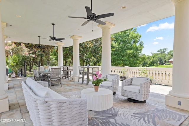 232 Princeton Woods Loop, Lafayette, LA 70508 - view of patio / terrace featuring an outdoor living space, ceiling fan, and outdoor dining space