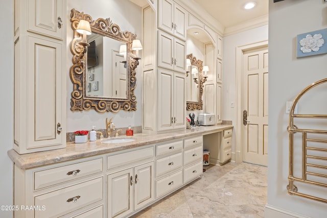 232 Princeton Woods Loop, Lafayette, LA 70508 - full bath with vanity, crown molding, and marble finish flooring