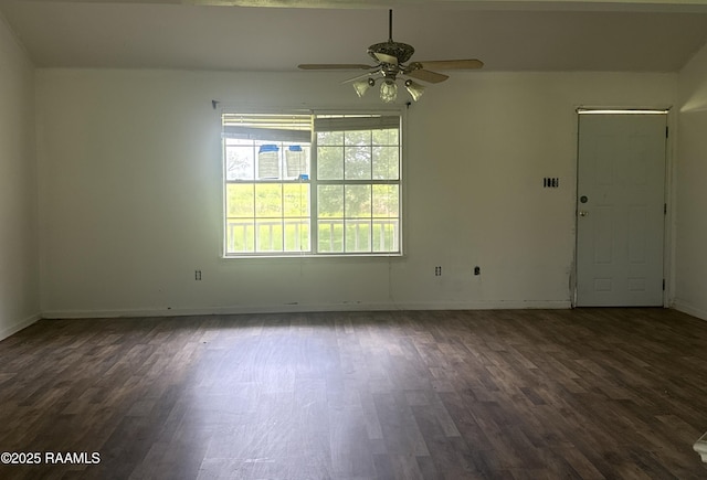 14927 S Guegnon St, Abbeville, LA 70510 - spare room with ceiling fan and dark wood finished floors