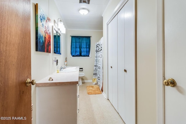 107 Julenie Way, Youngsville, LA 70592 - bathroom with ornamental molding and vanity