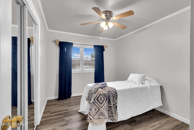 177 Radcliffe Dr, Lafayette, LA 70501 - bedroom featuring wood finished floors, crown molding, and a ceiling fan