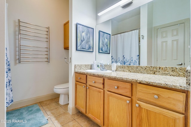 201 Settlers Trace Blvd Unit 4404, Lafayette, LA 70508 - full bath with vanity, tile patterned flooring, radiator heating unit, and a shower with shower curtain