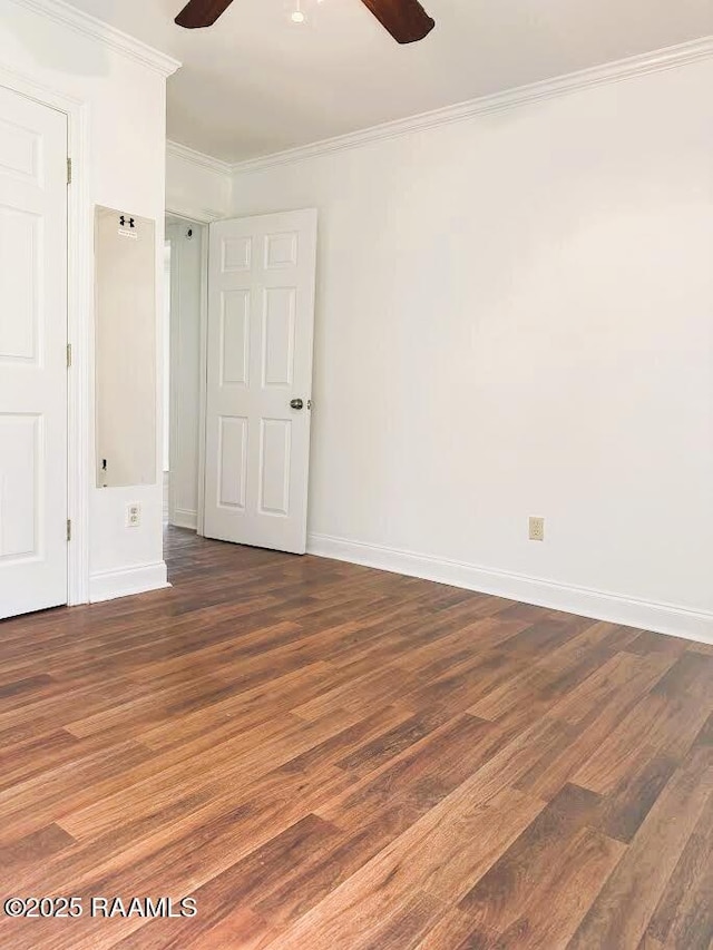1108 Poydras Pl, Breaux Bridge, LA 70517 - unfurnished bedroom featuring crown molding, wood finished floors, and a ceiling fan