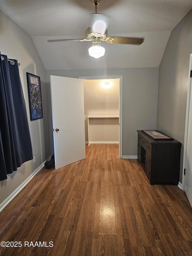 118 Pollard Ave, New Iberia, LA 70563 - spare room with vaulted ceiling, ceiling fan, and wood finished floors