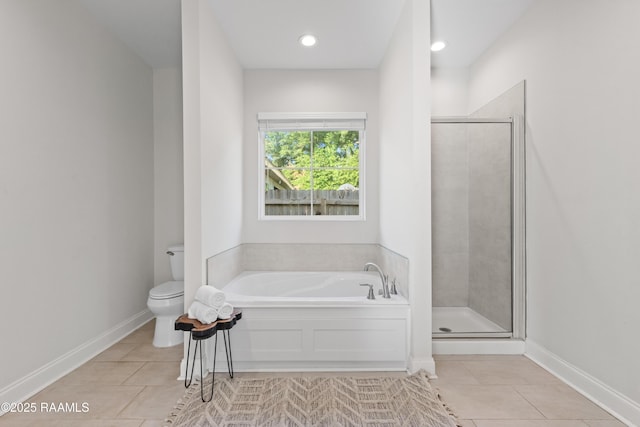 119 Alpine Dr, Lafayette, LA 70506 - full bathroom with a garden tub, tile patterned flooring, and a shower stall