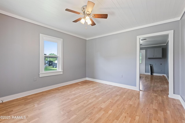 1044 Babineaux Rd, Breaux Bridge, LA 70517 - spare room featuring healthy amount of natural light, ornamental molding, a ceiling fan, and light wood finished floors